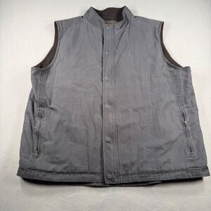 North River‎ Canvas Workwear Vest Mens XXL Gray Fleece Lined Full Zip Mock Neck